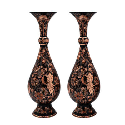 Vase décoratif en cuivre persan gravé fait main – Set de 2