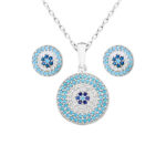 Ensemble de collier et boucles d’oreilles en argent modèle Cheshm Nazar