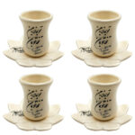 Ensemble Tasse à Thé Persane avec Soucoupe – Poterie à Motif Poème