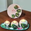 Pottery Tealight Candle Holders & Plate