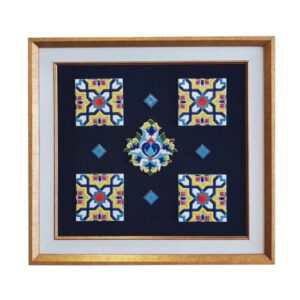 Carreau persan décoratif encadré – Shah Abbasi