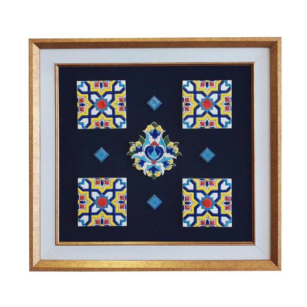 Carreau persan décoratif encadré - Shah Abbasi