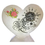 Lampe en sel en forme de cœur islamique artisanale avec calligraphie Van Yakad