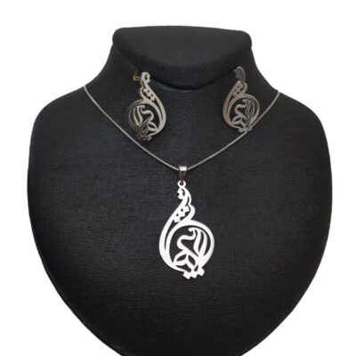 Ensemble de collier et boucles d’oreilles en argent persan modèle Ordibehsht Symbole