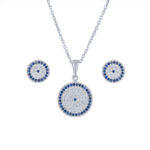 Ensemble de collier et boucles d’oreilles en argent modèle Cheshm Nazar