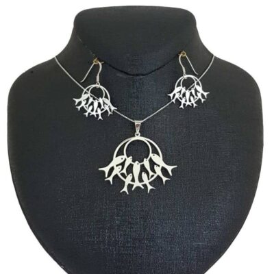 Ensemble de collier et boucles d’oreilles en argent modèle Mahi