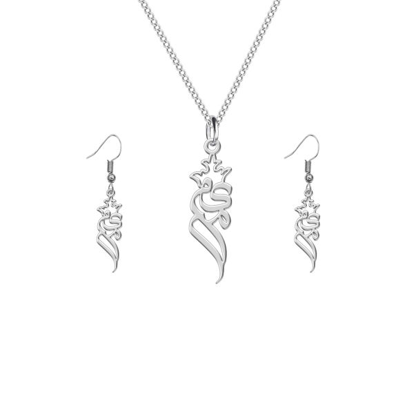 Ensemble de collier et boucles d'oreilles en argent persan - Maryam