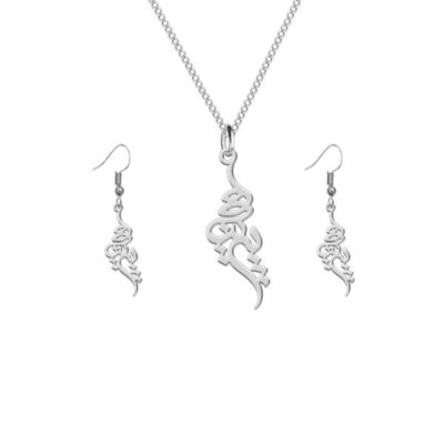 Ensemble de collier et boucles d’oreilles en argent persan modèle Parniya