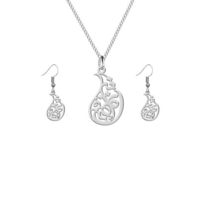 Ensemble de collier et boucles d’oreilles en argent persan modèle Taranom
