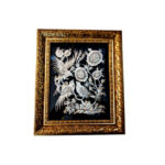 Artisanat encadré en cuivre gravé persan – Oiseaux – Décoration murale traditionnelle