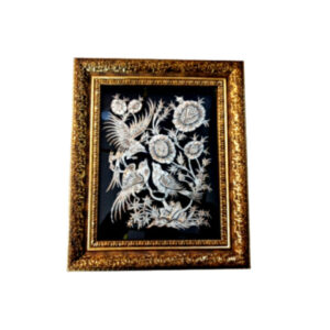 Artisanat encadré en cuivre gravé persan – Oiseaux – Décoration murale traditionnelle