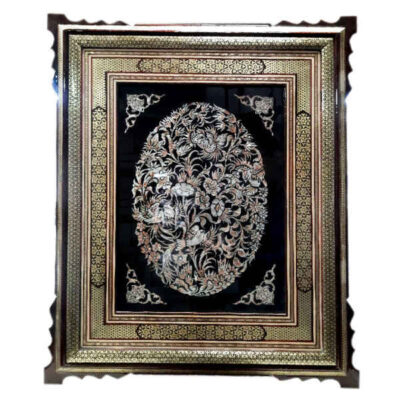 Artisanat encadré en cuivre gravé persan – Jardin – Décoration murale traditionnelle