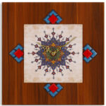 Horloge murale en bois persane artisanale avec motif géométrique Modèle Aram