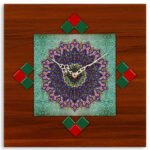 Horloge murale en bois persane artisanale avec motif géométrique Modèle Aram