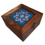 Boîte en Bois pour Cadeaux – Motif Persan Inspiré Bleu