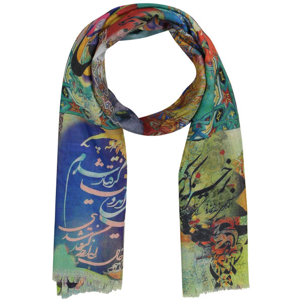 Châle imprimé perse pour femme – Poésie calligraphique artistique