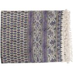Nappe Persane : Nappe Traditionnelle à Impressions au Bloc Kalamkari d’Ispahan Bleue