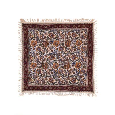 Nappe Persane : Nappe Traditionnelle à Impressions au Bloc Kalamkari d’Ispahan Qajar