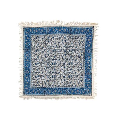 Nappe Persane : Nappe Traditionnelle à Impressions au Bloc Kalamkari d’Ispahan Florale