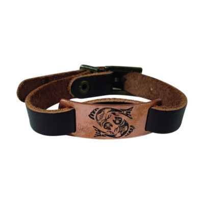 Bracelet artistique en cuir et cuivre – Symbole Esfand