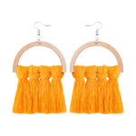 Boucles d’oreilles à pompons en macramé, modèle Cercle