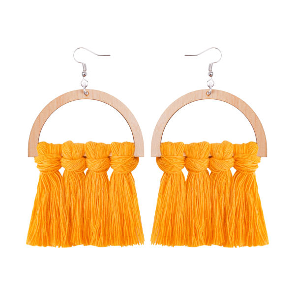 Boucles d'oreilles à pompons en macramé, modèle Cercle