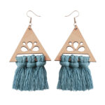 Boucles d’oreilles à pompons en macramé, modèle Triangle