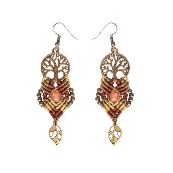 Boucles d'oreilles en macramé, modèle Arbre de Vie