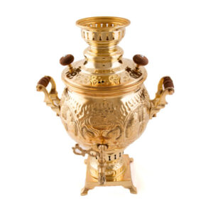 Samovar en laiton persan, théière décorative à charbon, motifs floraux, 4 litres
