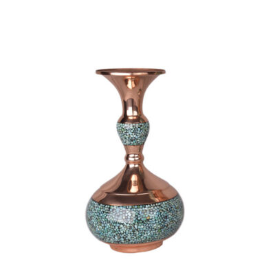 Vase décoratif en cuivre persan incrusté de turquoise fait main Fgh