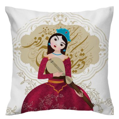 Housse de coussin en velours imprimé – Design Fille (Set de 2)