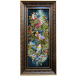 Tapis persan figuratif noué à la main de Tabriz représentant un oiseau