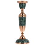 Bougeoir en cuivre persan fait à la main – Design incrusté de turquoise – Yas