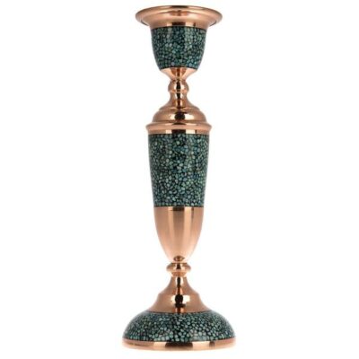 Bougeoir en cuivre persan fait à la main – Design incrusté de turquoise – Yas
