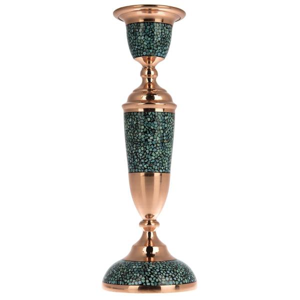 Bougeoir en cuivre persan fait à la main - Design incrusté de turquoise - Yas