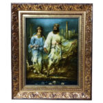 Tapis persan figuratif noué à la main de Tabriz représentant Cyrus et Mandane