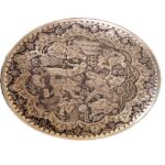 Plateau en cuivre décoratif gravé à la main avec art artisanal persan Taha