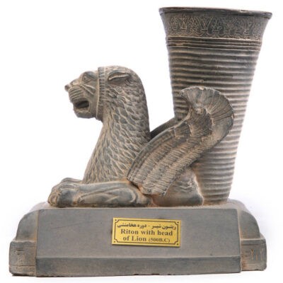 Figurine historique de rhyton de lion achéménide iranien