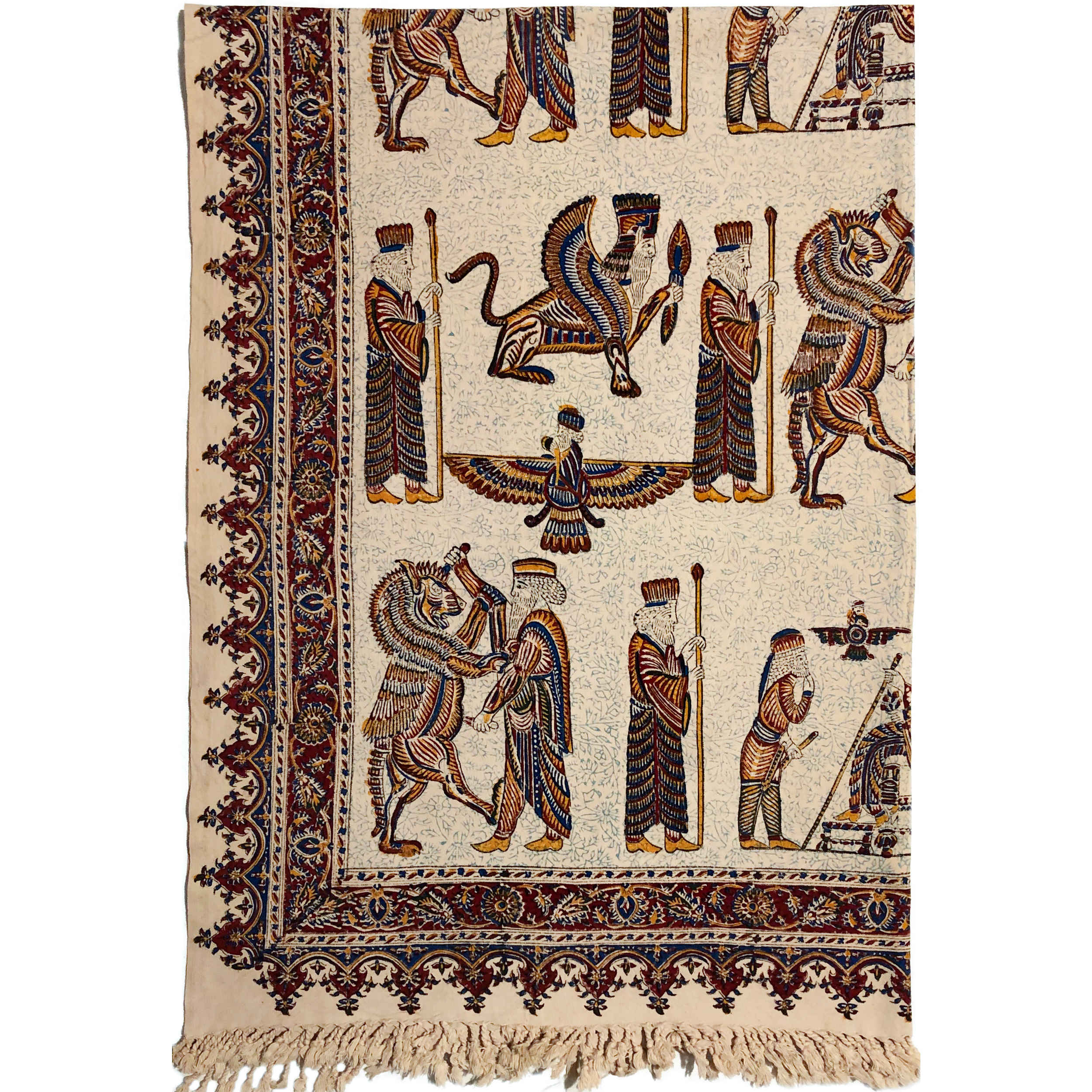 Nappe Persane : Impressions Traditionnelles Kalamkari d'Isfahan Takht-e Jamshid