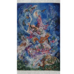 Tapis mural persan fait main de Tabriz représentant la miniature Morning Bloom