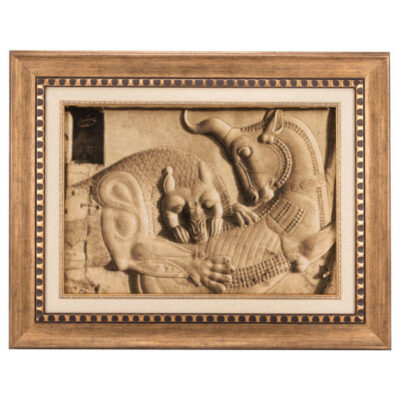 Tapis persan figuratif noué à la main de Tabriz représentant Persépolis