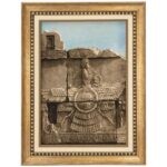 Tapis persan figuratif noué à la main de Tabriz représentant Persépolis