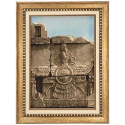 Tapis persan figuratif noué à la main de Tabriz représentant Persépolis