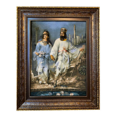 Tapis persan figuratif noué à la main de Tabriz représentant Cyrus et Mandana