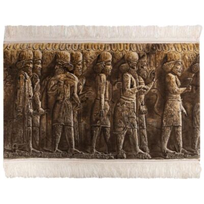 Tapis persan figuratif noué à la main de Tabriz représentant Takht-e Jamshid