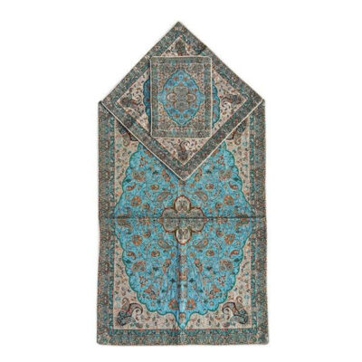 Tapis de prière en Termeh persan de luxe, Sajada Paisley vert islamique