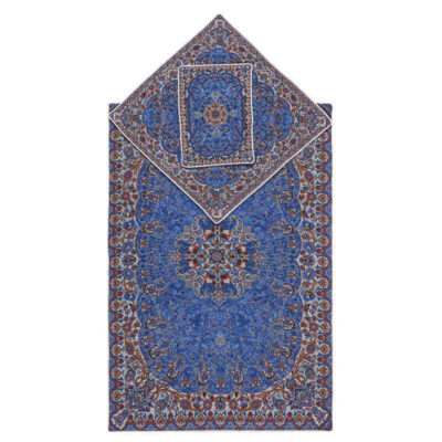 Tapis de prière en Termeh persan de luxe, Sajada bleu islamique