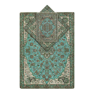 Tapis de prière en Termeh persan de luxe, Sajada Paisley vert islamique