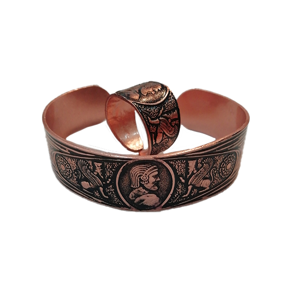 Ensemble de Bague et Bracelet en Cuivre Perse Modèle Achéménide