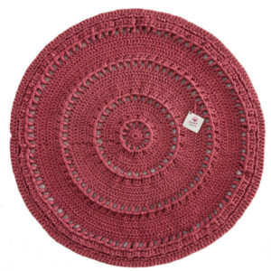 Tapis de sol macramé bohème tissé à la main – Couleur rouge